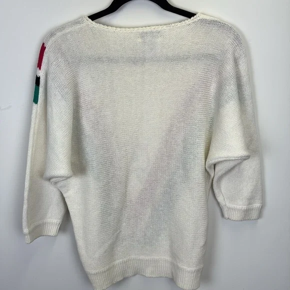 ✨ Vintage Petite Koret Knit Sweater Top/Floral Appliqué/Retro 80s 90s/sz PMedium - Picture 6 of 8